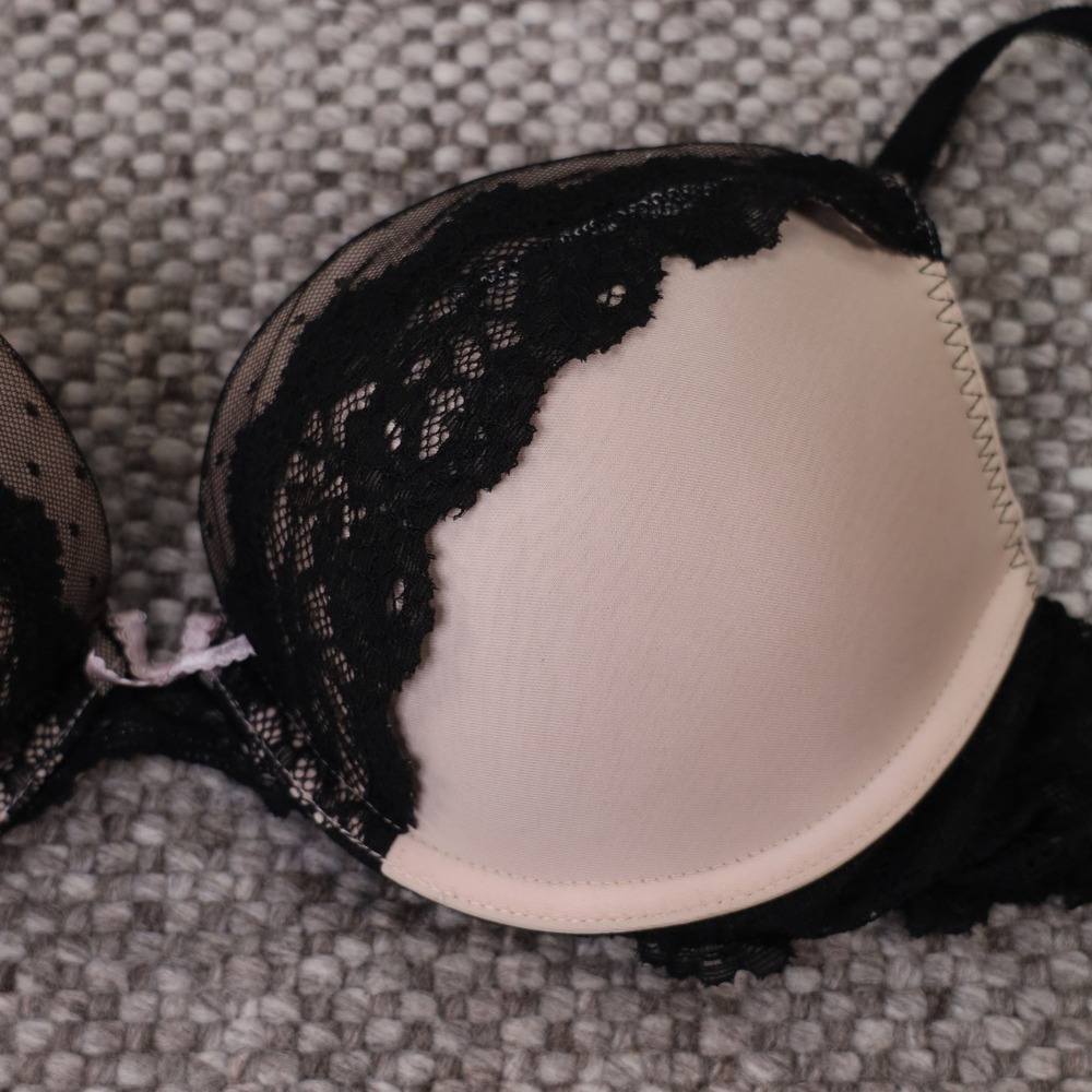 Victoria's Secret Dream Angels Bra Women 34C Pink Black Excellent Lace Push-Up